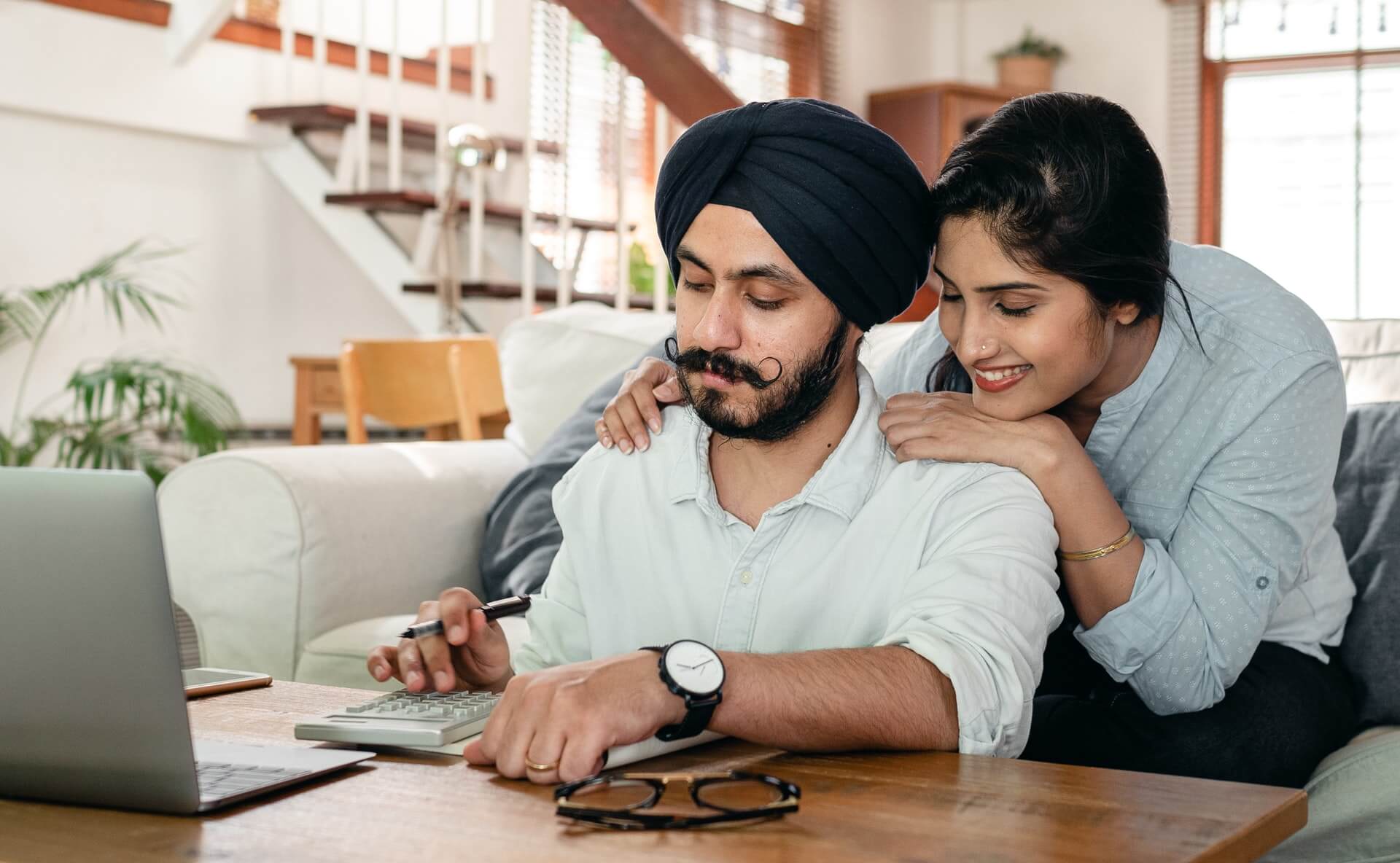 A couple making financial decisions together.